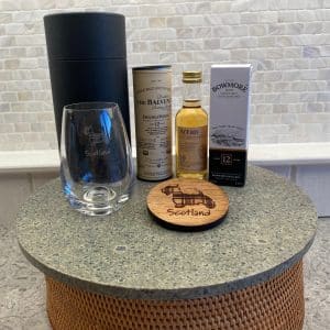 Taster Glass and Whisky Barrel Coaster